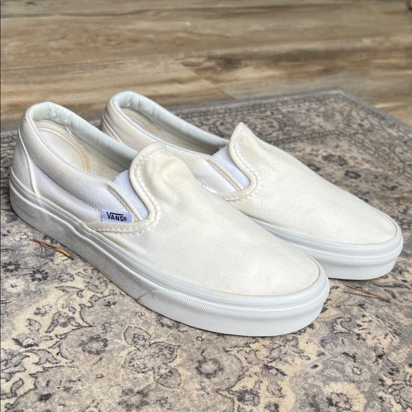 Vans Shoes - Vans White Slip-On Canvas Sneakers